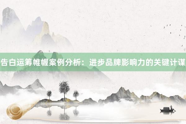 告白运筹帷幄案例分析：进步品牌影响力的关键计谋
